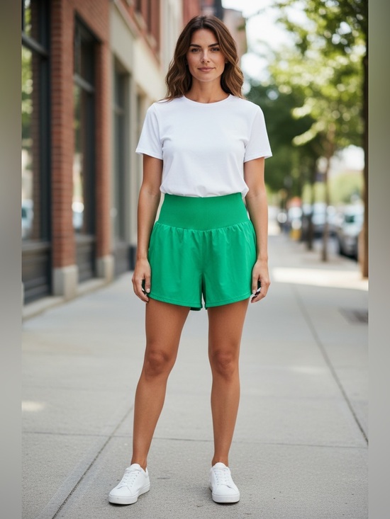 JoyLab Pants - JoyLab High-Waist Flare Shorts in Bright Green